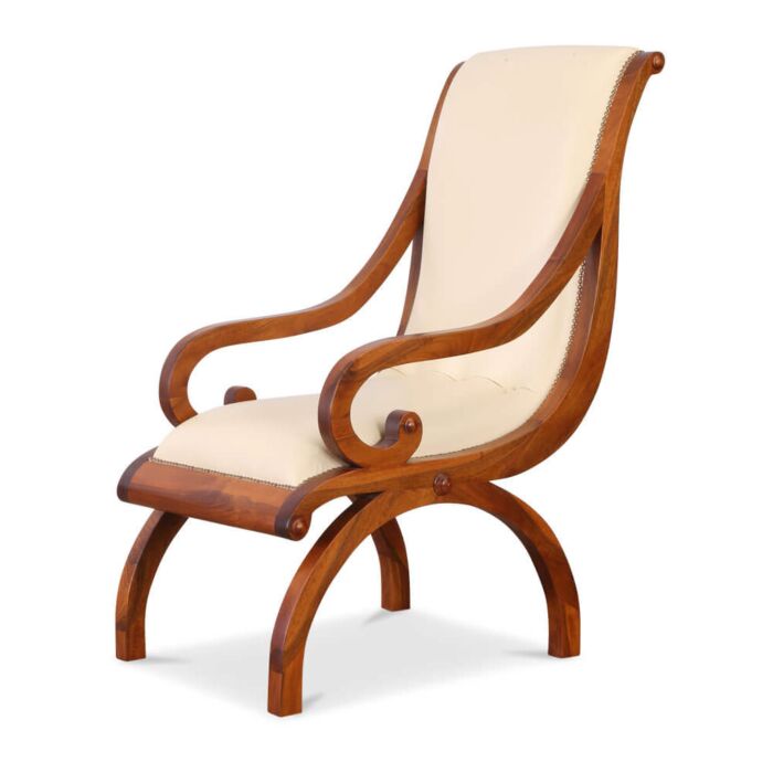 Nussbaum Sessel mit Leder beige