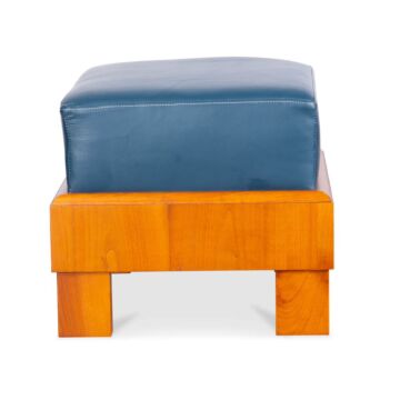 Bauhaus Hocker mit Leder aus Kirschbaum
